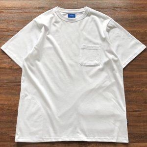 BEAMS Chest Back Pocket Solid White Short Sleeves